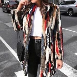 Zara Multi Color Faux Fur Jacket New